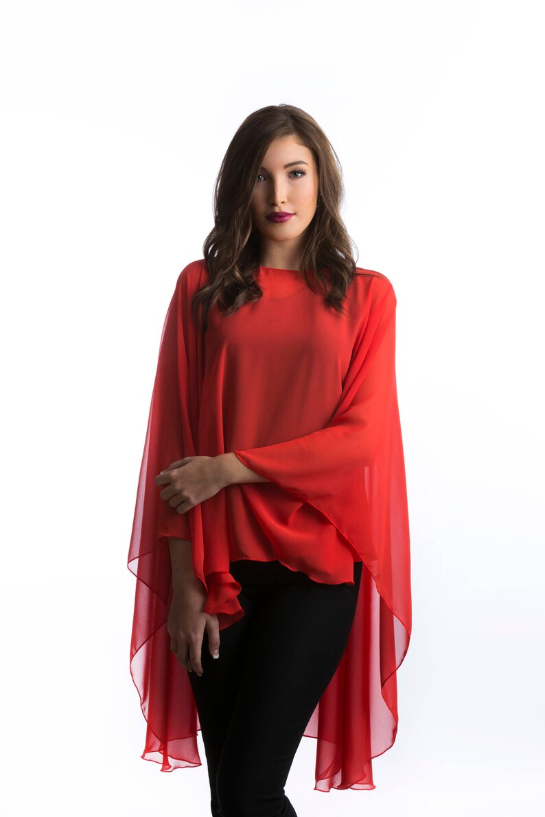 Royal Blue Chiffon Glamour Poncho Cape