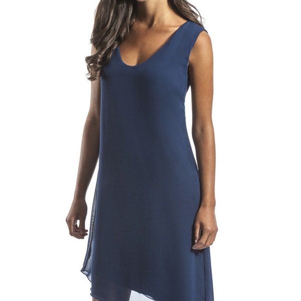 Long Sleeve Chiffon Dress Navy 1