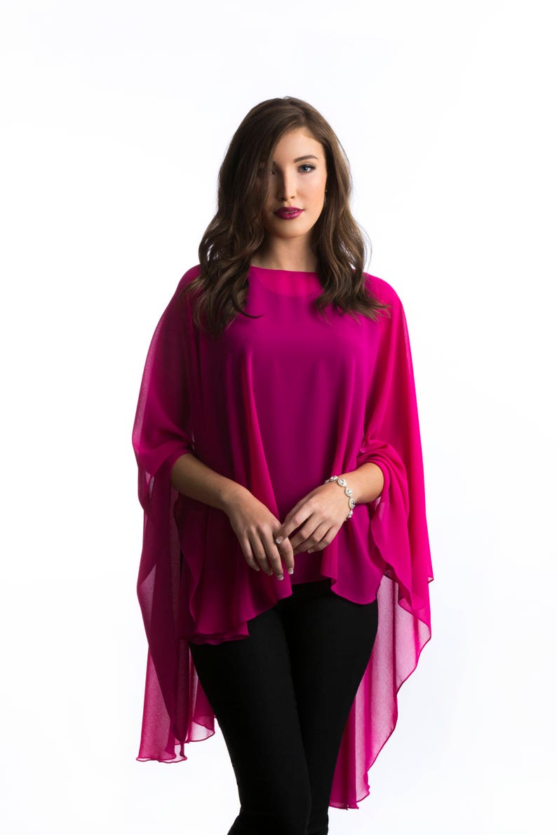 Royal Blue Chiffon Glamour Poncho Cape