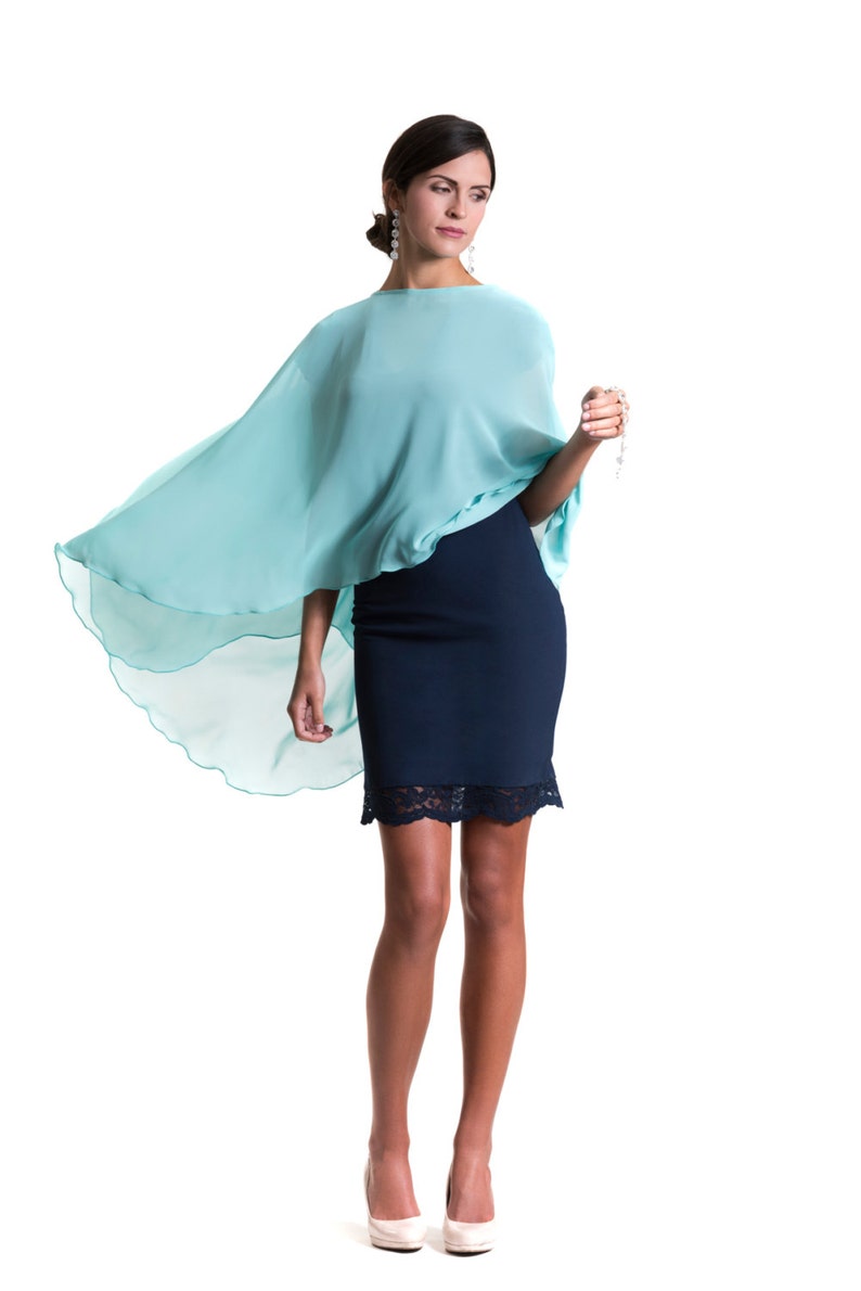 Black Chiffon Glamour Poncho Cape