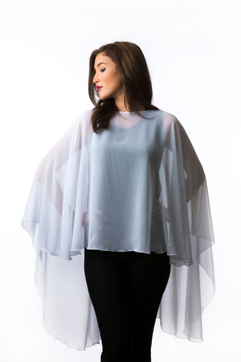 Royal Blue Chiffon Glamour Poncho Cape