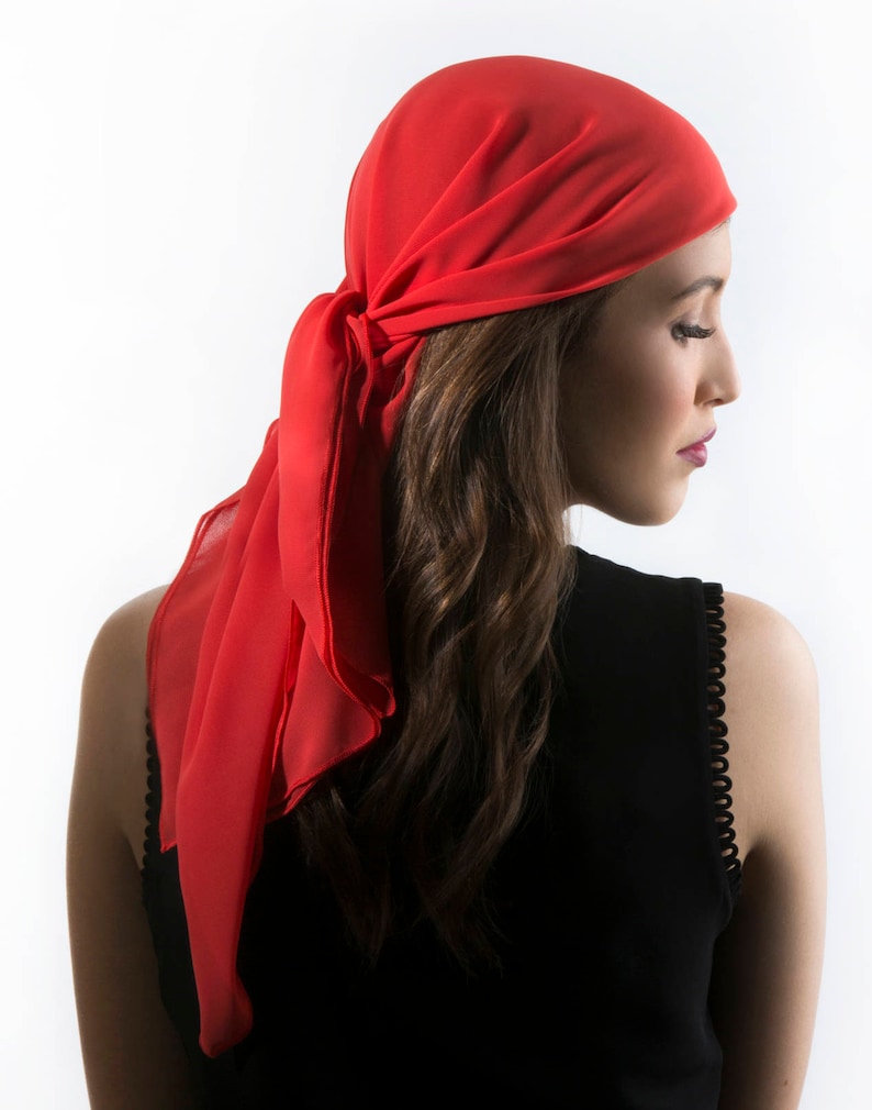 Black Chiffon Head Scarf Etsy