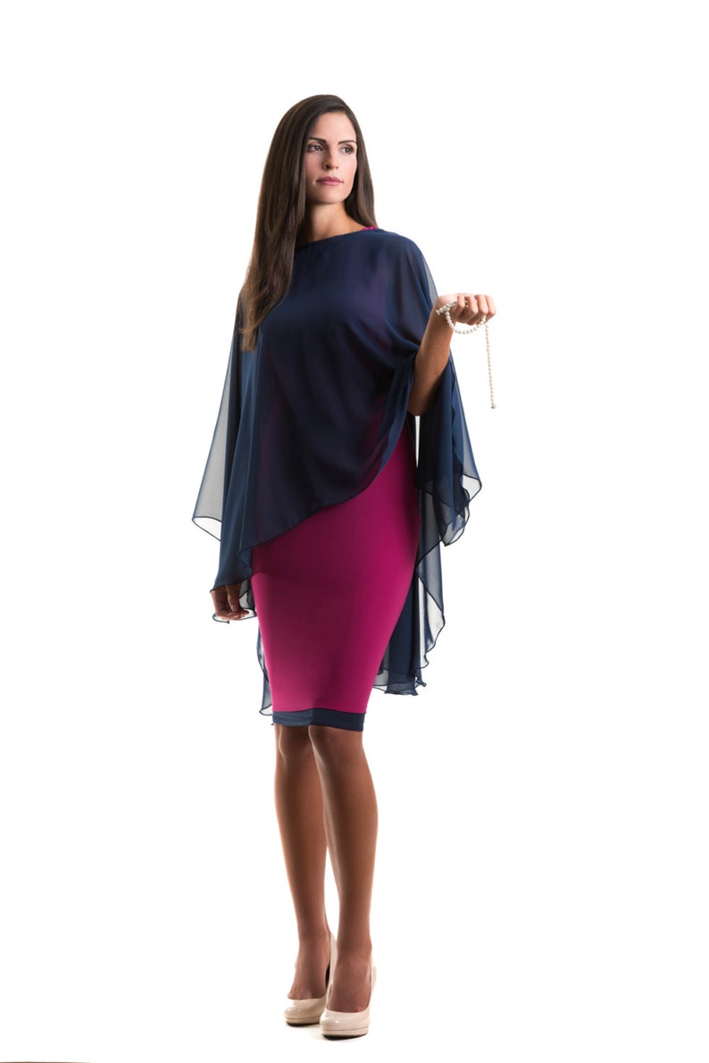 Black Chiffon Glamour Poncho Cape