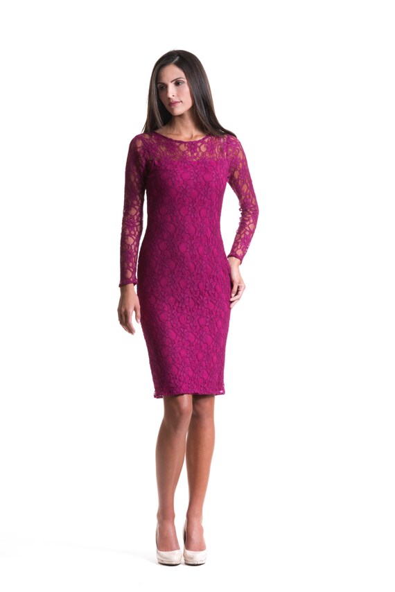 fuschia lace dress