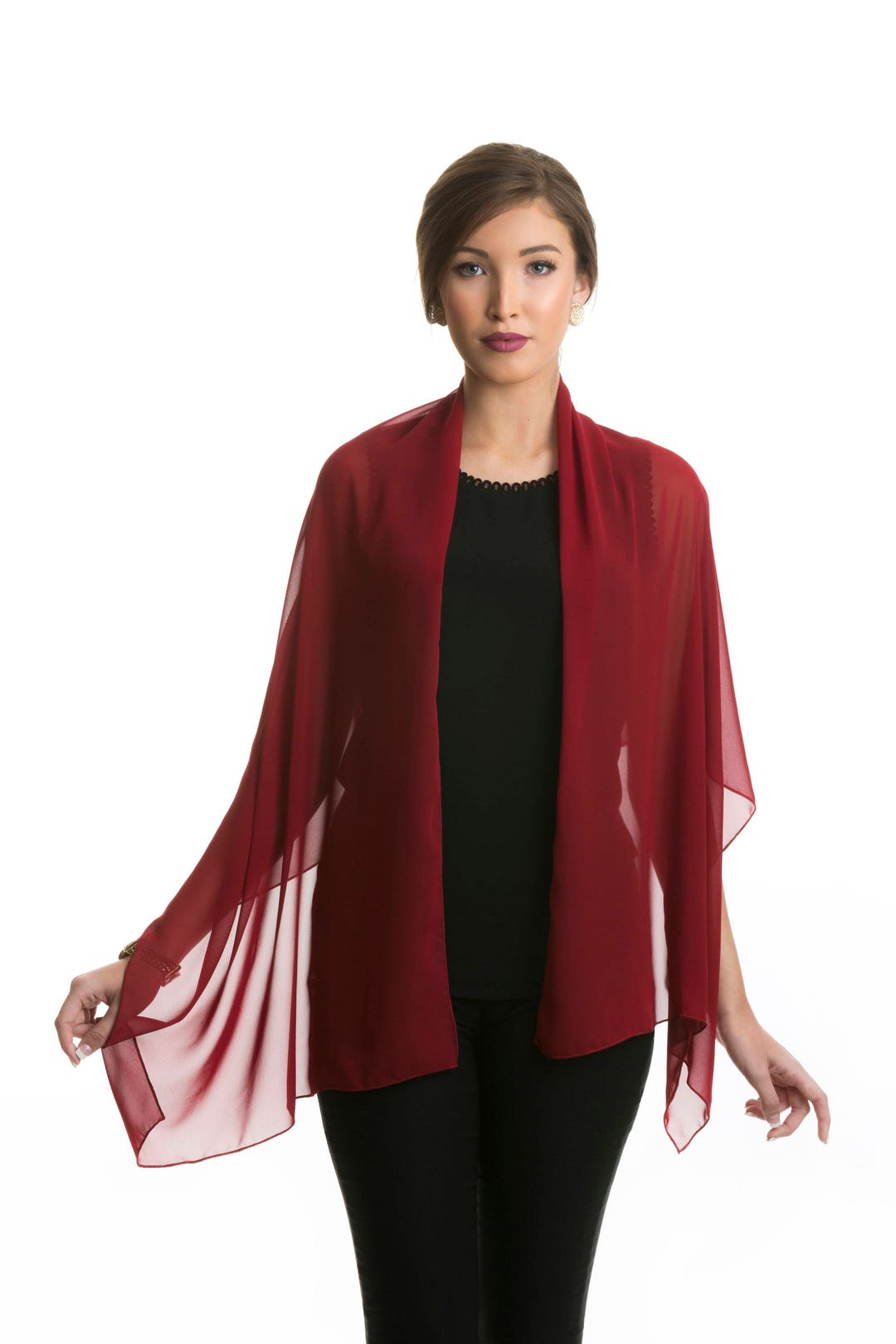 Red Chiffon Wrap Over-sized Scarf Cover Up - Etsy
