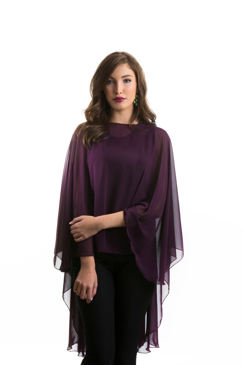 Black Chiffon Glamour Poncho Cape