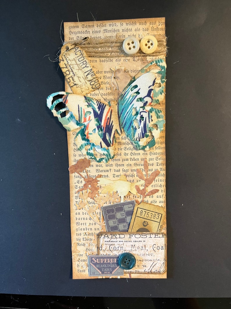 Junk Journal Belly Band With Feed Sack Butterfly Etsy