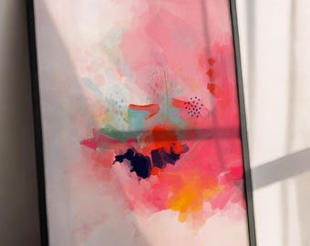 Kolorowa abstrakcyjna sztuka ścienna – jasny plakat do druku, wersja cyfrowa do pobrania