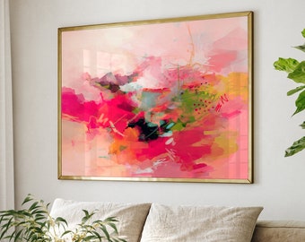 Pink Abstract Wall Art Print, Large Trendy Decor (Digital Download)