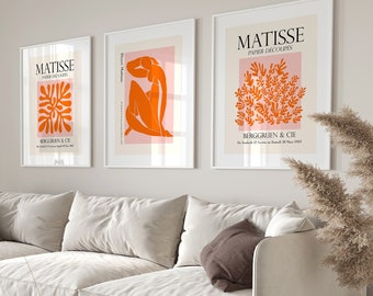 Matisse Prints Set of 3: Orange & Pink Exhibition Posters (Digital Download)