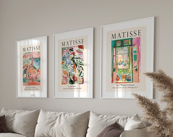 Henri Matisse Prints, Set of 3 Wall Art - Exhibition Poster, Mid Century Modern