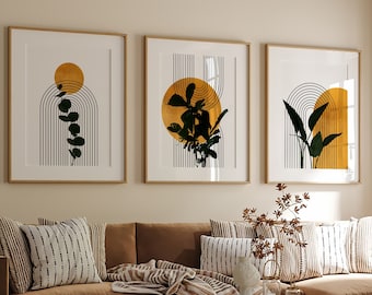 Boho Gallery Wall Art Set: Mid-Century Modern Prints (Digital Download)