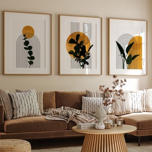 Boho Gallery Wall Art Set: Mid-Century Modern Prints (Digital Download)
