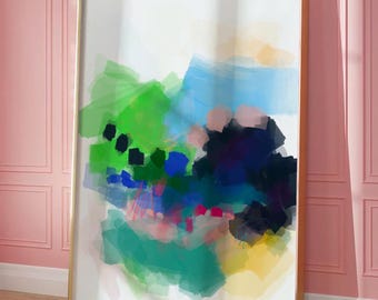 Blue & Green Abstract Painting - Large Wall Art Prints
