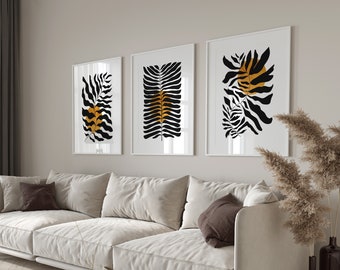 Boho Botanical Wall Art Set: Black & Gold Prints (Digital Download)