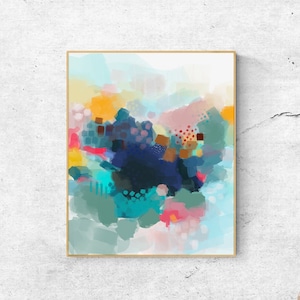 抽象アートプリント：カラフルな渦巻き模様の絵画（デジタル
