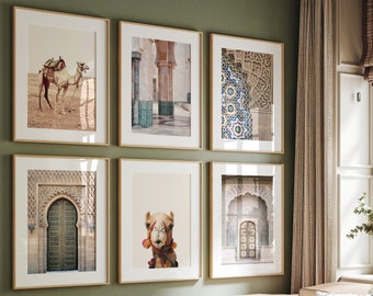 Boho Gallery Wall Art Set: Eclectic Beige Prints (Digital Download)