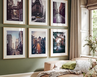 City Photography Print Set of 6 | Black White Urban Wall Art | Cityscape Gallery Wall Decor | Digital Download