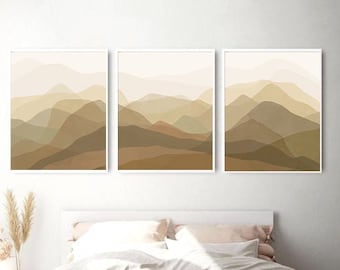Abstract Mountain Print Set: Terracotta Boho Wall Art (Digital Download)
