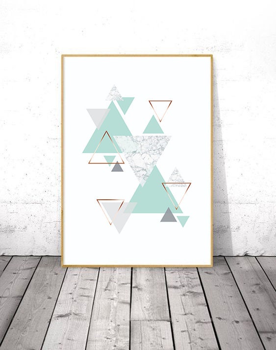 Turquoise And Gold Wall Art Abstract Mint Green Wall Decor Etsy
