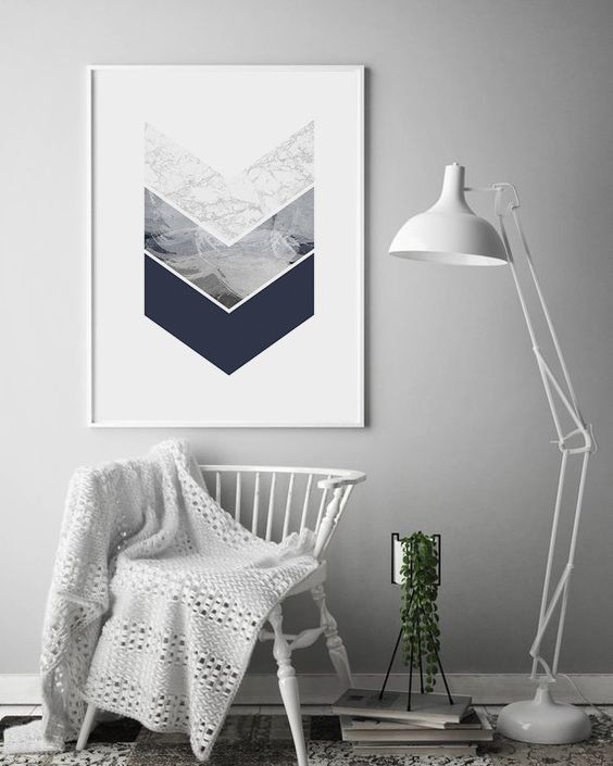 Blue and Grey Wall Art Prints Downloadable Art Prints Navy Etsy