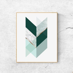 Printable Geometric Wall Art Prints, Abstract Digital Download Art, Large Poster Print, Minimalist Wall Art, Green Prints Instant Download image 1