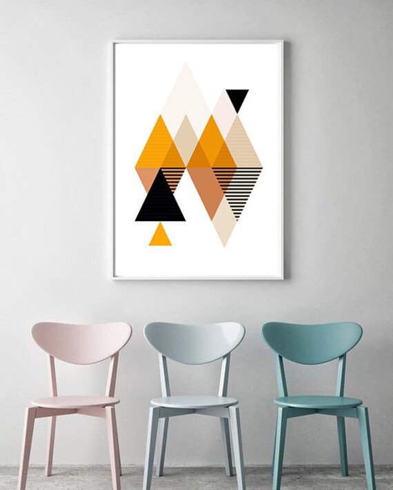 北欧 Abstract Geometric Artwork ポスター A1版 Geometric Scandinavian Art Print: Abstract Wall Decor (digital