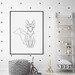 Fox Print Black and White Fox Gift Nursery Animal Print - Etsy