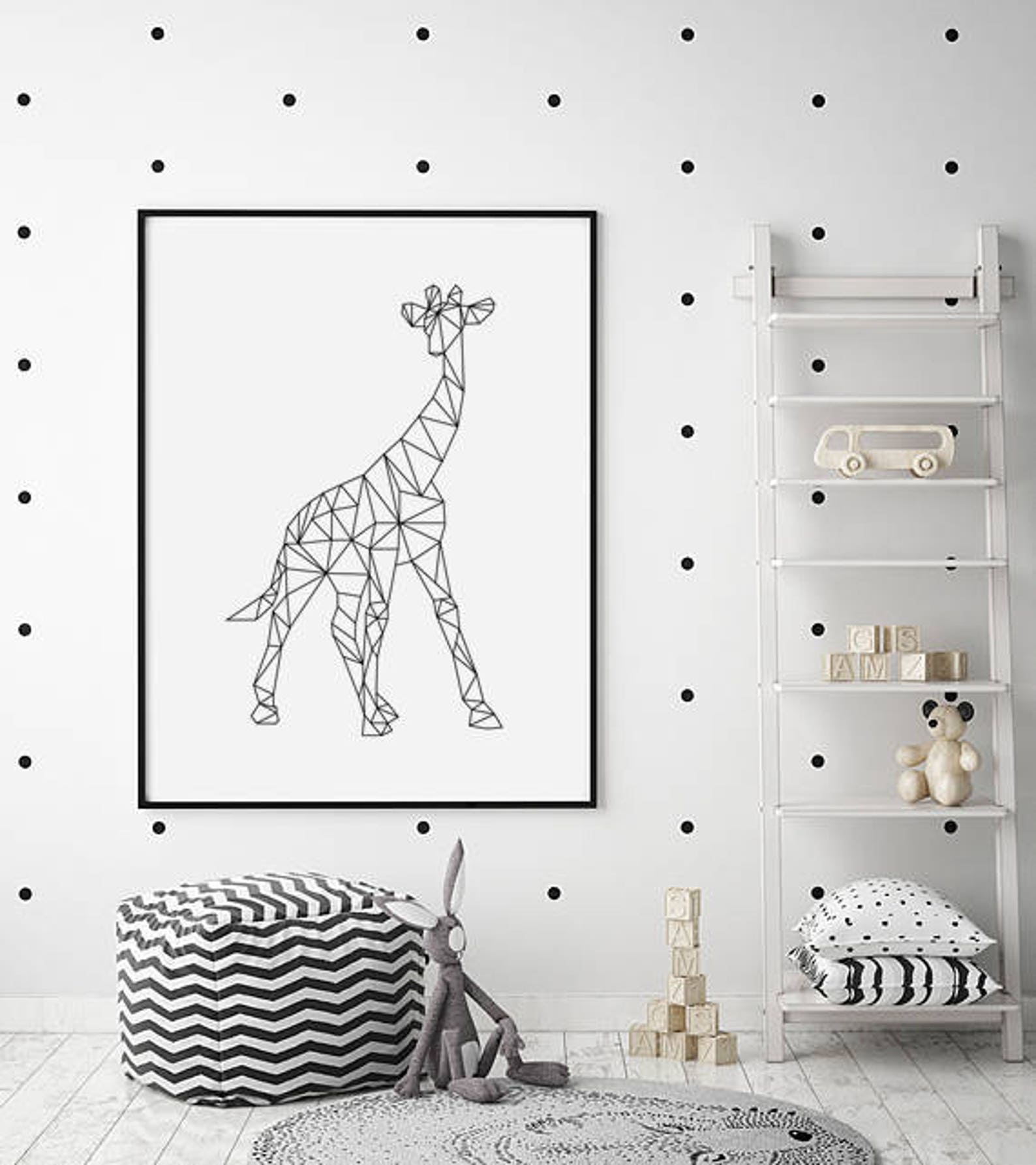 Nursery Giraffe Print Geometric Giraffe Print Nursery Decor Etsy