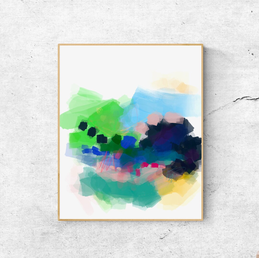 Blue and Green Printable Abstract Art Digital Download Etsy