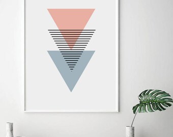 Blush Pink Wall Art Prints, Minimalist Geometric Printable Poster, Digital Download Minimalist Wall Decor, Abstract Wall Blush Pink Prints