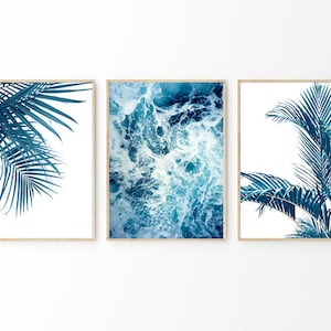 Decoración minimalista, decoración de pared para el hogar, arte de playa, arte de pared imprimible grande, descarga digital de impresiones artísticas, póster oceánico/juego de impresiones botánicas