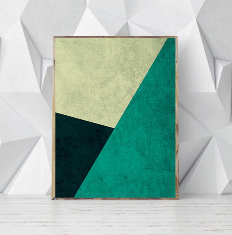 Green Wall Art Abstract Art Prints Geometric Wall Art Large Etsy
