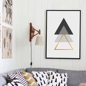 Minimalist Geometric Large Wall Art Prints, Gold Abstract Printable Scandinavian Poster Available In Digital Download image 5