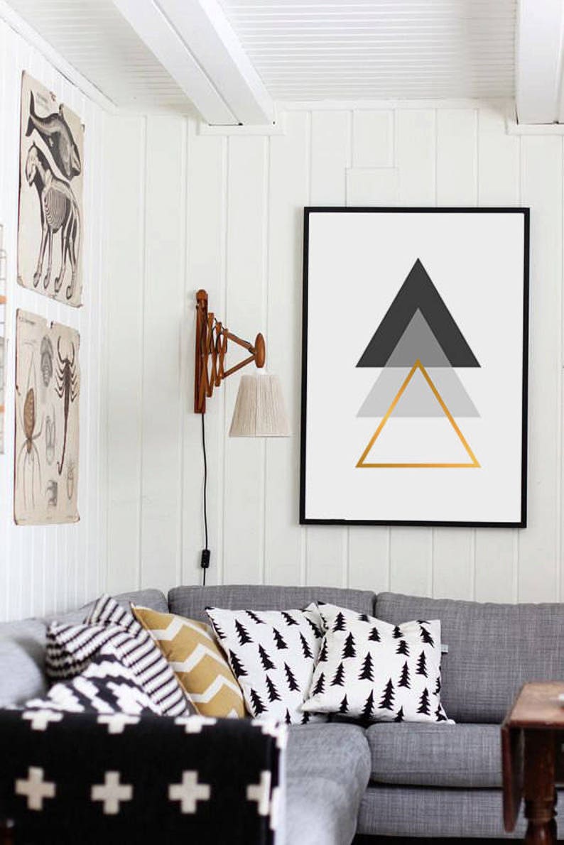 Minimalist Geometric Large Wall Art Prints, Gold Abstract Printable Scandinavian Poster Available In Digital Download image 5