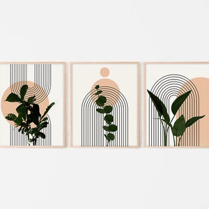 3 piece Wall art Abstract Gallery Wall set, Mid Century Modern, Set Of 3 Prints Living Room Wall Decor