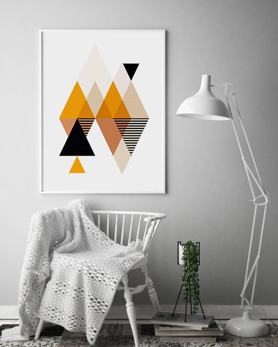 Scandinavian print Geometric print Geometric wall art print | Etsy