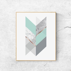 Modern Minimalist Wall Art, Large Abstract Print, Mint Green Geometric Wall Art, Minimalist Poster, Printable Wall Art, Digital Download Art