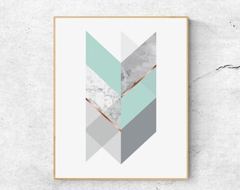 Mint Green Geometric Print: Modern Abstract Wall Art (Digital Download)