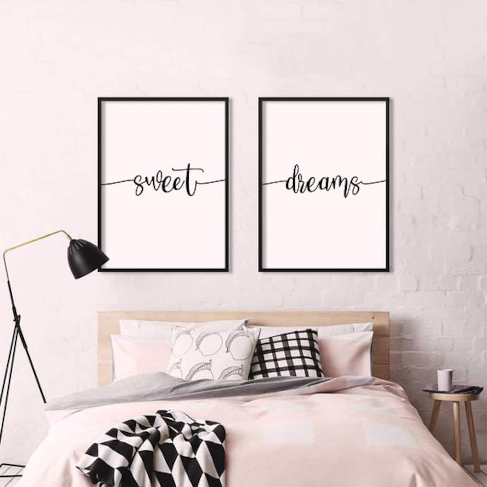 Sweet Dreams Sign Bedroom Wall Décor Above Bed Wall Art Set Etsy UK
