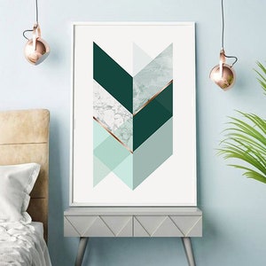 Printable Geometric Wall Art Prints, Abstract Digital Download Art, Large Poster Print, Minimalist Wall Art, Green Prints Instant Download image 3