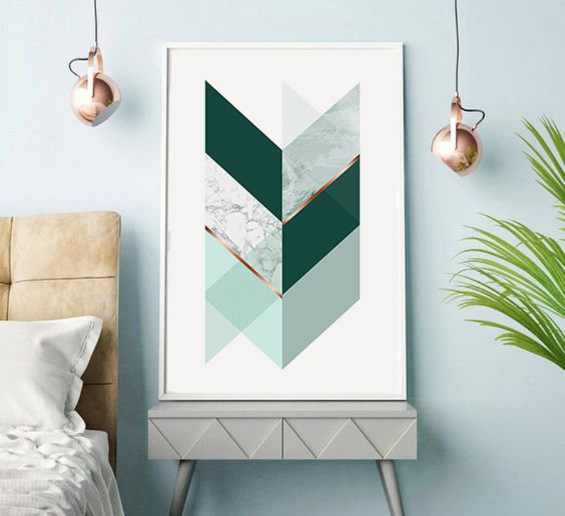 Printable Geometric Wall Art Prints, Abstract Digital Download Art, Large Poster Print, Minimalist Wall Art, Green Prints Instant Download image 3