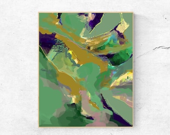 Neutral Green Abstract Painting, Contemporary Wall Art