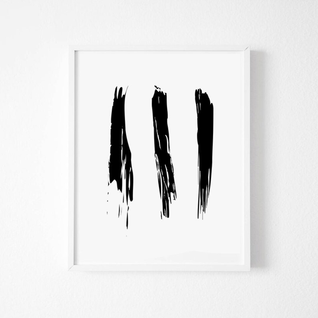 Black and White Abstract Brush Stroke Art Print (digital Download) - Etsy