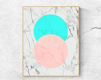 Minimalist Pastel Geometric Art Print: Marble Circles (Digital Download)