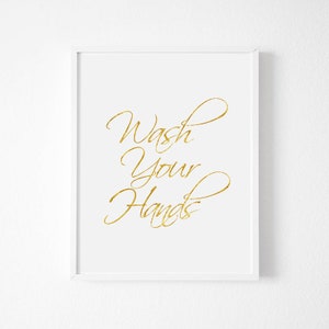 Gold Foil Bathroom Wall Art, Modern Bathroom Wall Decor, Printable Bathroom Art, Digital Download Printable Wall Art, Minimalist Print