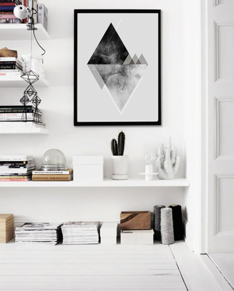 Geometric Abstract Black and White Printable Wall Art Print | Etsy