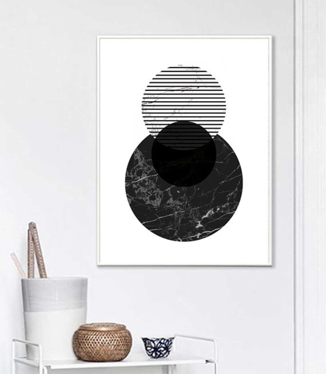 Scandinavian print Black and white print Abstract wall art Etsy