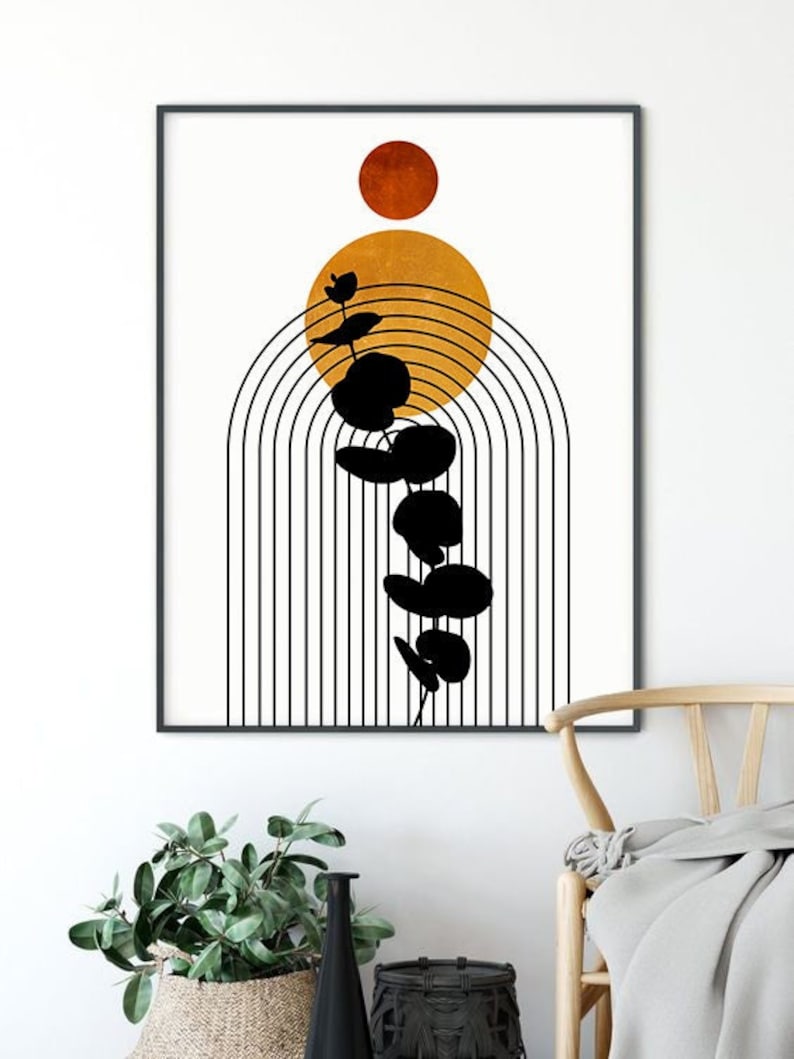 Boho Wall Decor Mid Century Modern Wall Art Printable Etsy