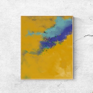 Yellow Abstract Wall Art, Abstract Painting, Digital Painting Prints, Yellow And Blue Wall Decor, Abstract Modern Art Printable, Download